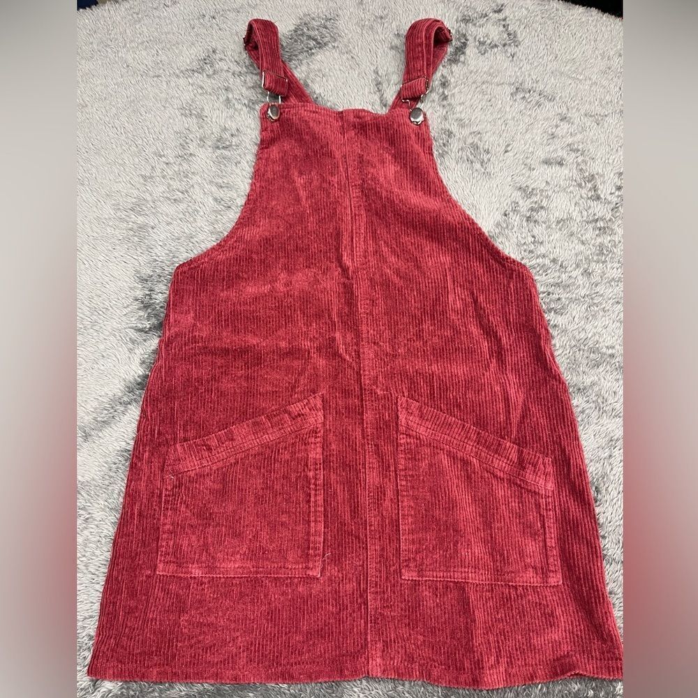Altar’d State Burgundy Corduroy Overall Mini Dress with adjustable straps Size S